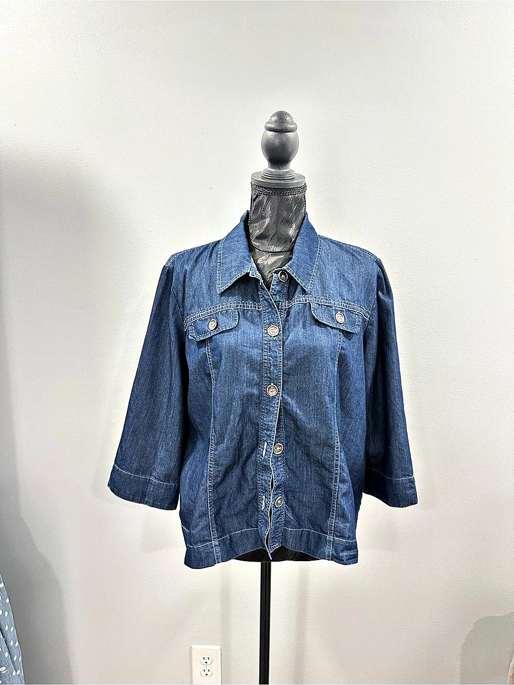 Alfred Dunner Women's Denim Jacket in Blue 16 P (petite)